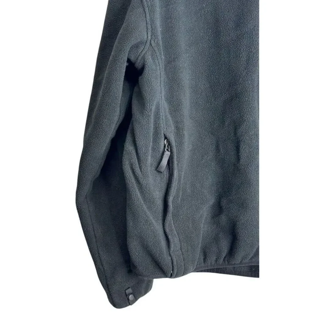 The North Face Jacket Mens Size Large Black Full Zip Fleece Logo Side‎ Pockets